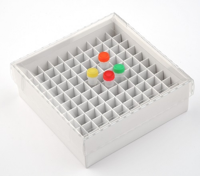 凍結保存用ボックス　フタ透明タイプ　100穴