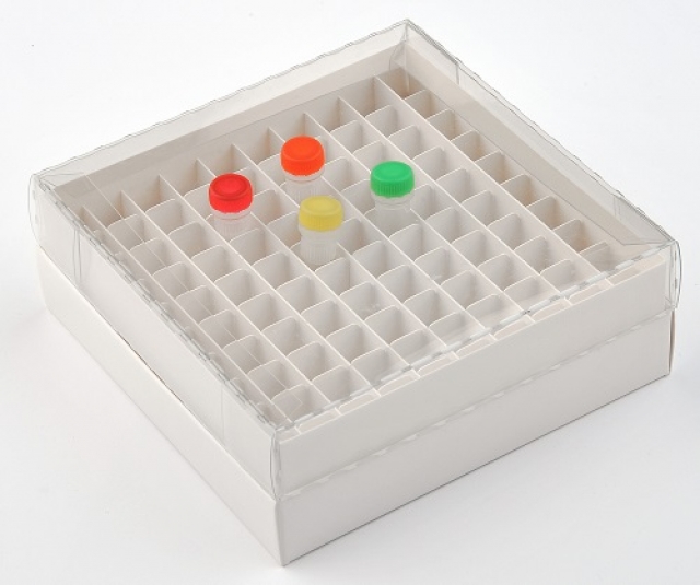 凍結保存用ボックス　インロー/フタ透明タイプ　100穴