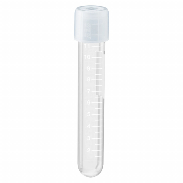 ツーポジションチューブ　13ml/&phi;16&times;100/PP/目盛・書込みスペース付/ベンチレーションキャップ付/滅菌済