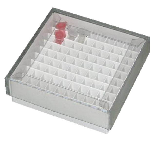 凍結保存用ボックス　0.5ml/100穴/フタ透明タイプ